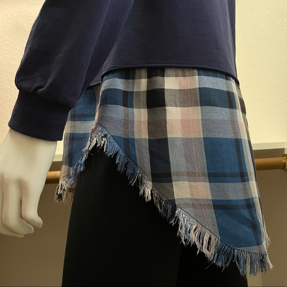 PEYTON JENSEN Blue Stretch Jersey with Plaid Sz XS - Picture 6 of 6